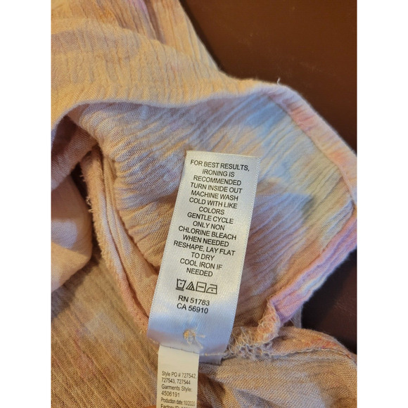 Maurices Peach Pink Tie Dye BOHO Prairie 3/4 Sleeve Peasant Top Women's Size 2X - Picture 10 of 11